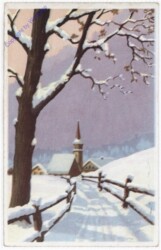 Verschneiter Weg zur Kirche