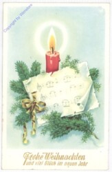 Kerze mit Noten am Zweig