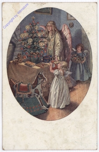 ak190560 Engel schmücken den Gabentisch