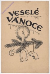 Zweig mit Kerze und Glücksbringer