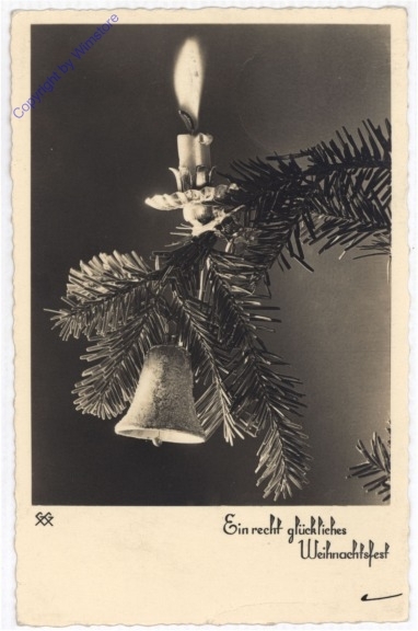 Zweig mit Kerze und Glocke