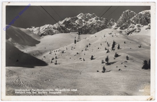 Innsbruck, Nordkettenbahn, Skigelände und Abfahrt von der Station Seegrube