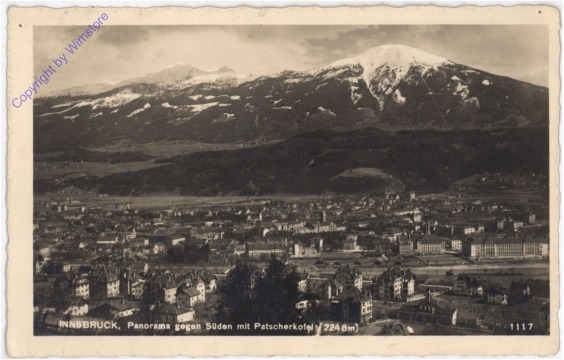Innsbruck, Panorama gegen Süden mit Patscherkofel