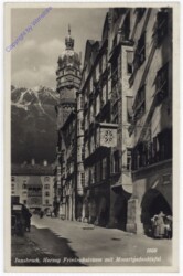 Innsbruck, Herzog Friedrich Strasse mit Mozartgedenktafel