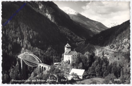 Tobadill, Trisannabrücke mit Schloss Wiesberg