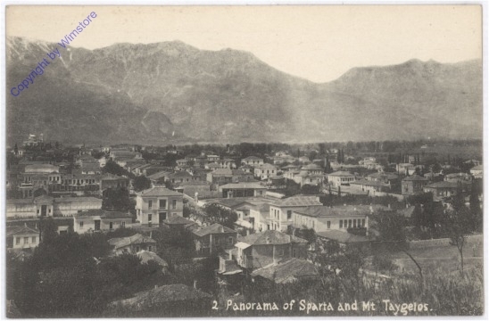 ak191437 Sparta, Panorama und Mt. Taygetos