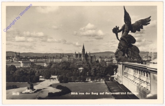 Wien 1, Blick von der Burg auf Parlament und Rathaus