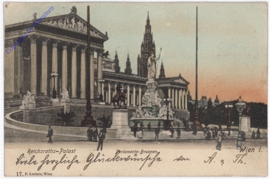 ak191776 Wien 1, Reichtsraths-Palast, Parlamentsbrunnen