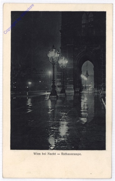 Wien 1, Rathausrampe bei Nacht