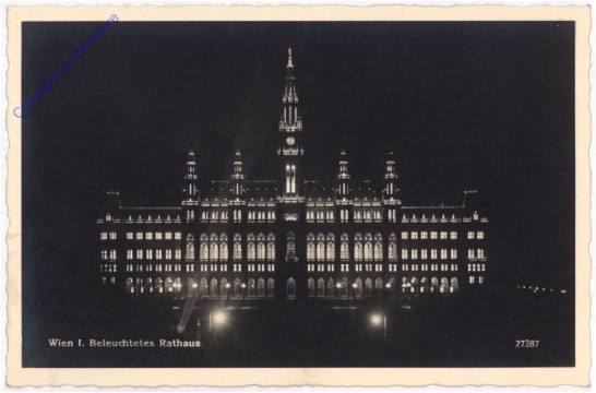 Wien 1, Rathaus, beleuchtet