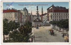 Wien 2, Praterstern und Praterstraße mit Tegetthoff-Monument