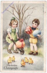 ak192826 Kinder mit Küken und Eiern