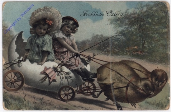 Kinder in Küken-Kutsche