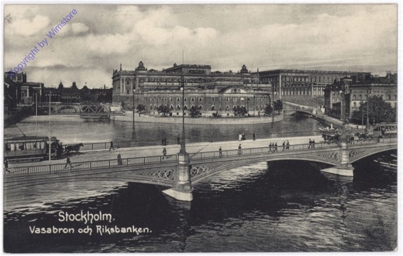 ak193142 Stockholm, Vasabron och Riksbanken