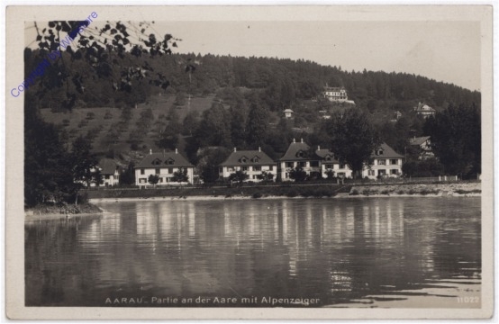 ak193268 Aarau, Partie an der Aare mit Alpenzeiger