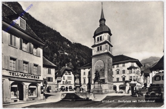 ak193289 Altdorf, Dorfplatz mit Telldenkmal