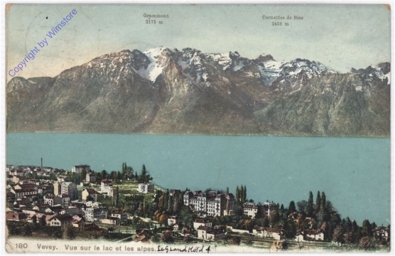 ak193411 Vevey, Vue sur le lac et les alpes
