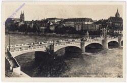ak193514 Basel, Mittlere Rheinbrücke mit Münster