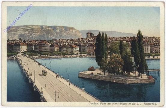 Genf, Pont du Mont-Blanc et Ile J.J. Rousseau