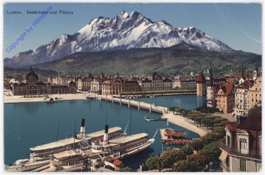 ak193601 Luzern, Seebrücke und Pilatus