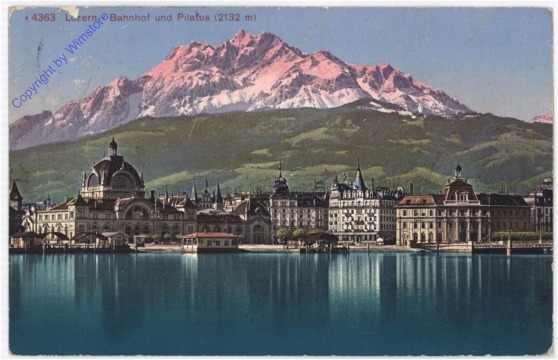 ak193606 Luzern, Bahnhof und Pilatus