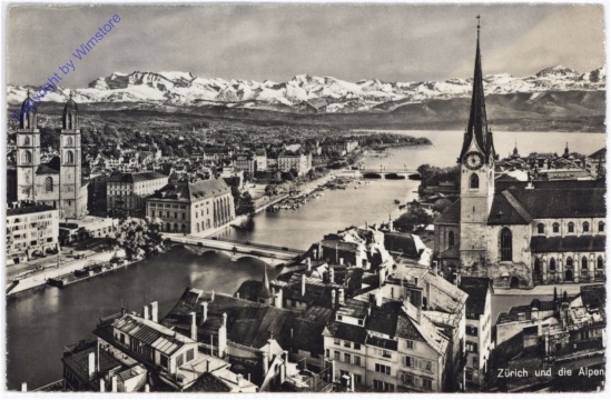 Zürich, und die Alpen