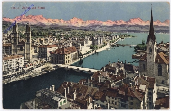 Zürich, und die Alpen