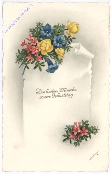 ak193763 Blumenstrauß mit Brief, Geburtstag