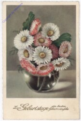 ak193789 Vase mit Gänseblümchen, Geburtstag