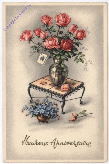 ak193792 Tisch mit Rosen, Geburtstag