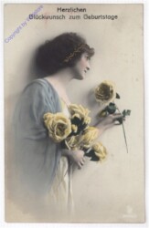 Dame mit gelben Rosen, Geburtstag