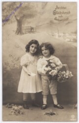 ak193809 Kinder mit Blumen, Geburtstag