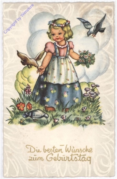 ak193814 Mädchen mit Tieren, Geburtstag