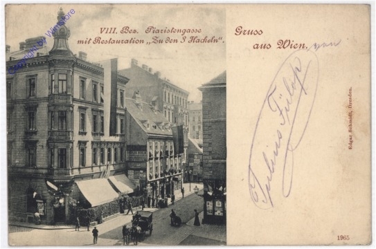 ak194653 Wien 8, Piaristengasse mit Restauration "zu den 3 Hackeln"