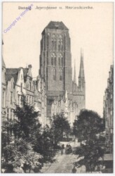 ak194800 Danzig, Jopengasse u. Marienkirche