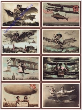 Ansichtskartenbogen mit Flugzeugen, Paris