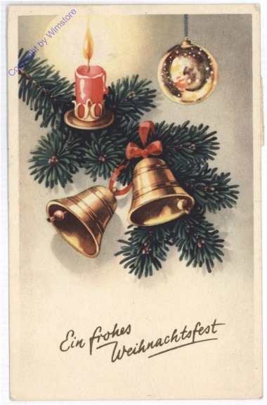 Zweig mit Kerze und Glocken