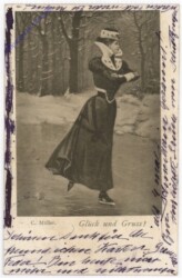 Dame fährt Schlittschuh