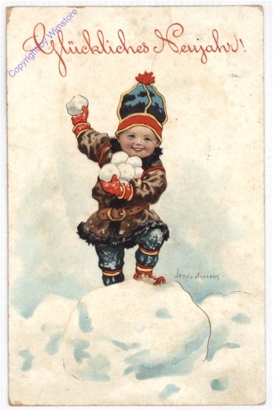 Kind mit Schneebällen