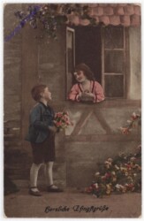 ak195186 Blumenstrauß am Fenster