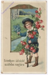 ak195190 Bub mit Blumen, Geburtstag