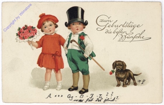 ak195191 Pärchen mit Hund, Geburtstag