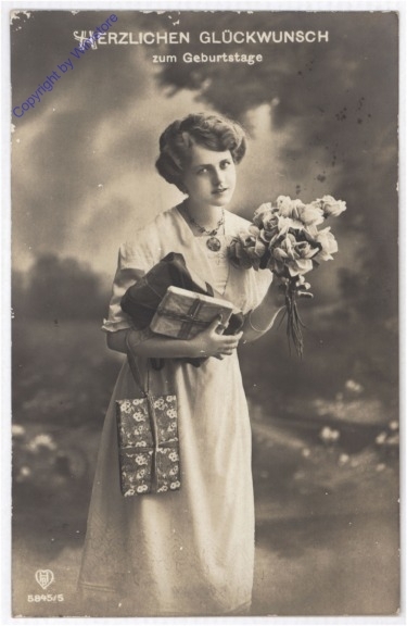 ak195193 Mädchen mit Rosen, Geburtstag
