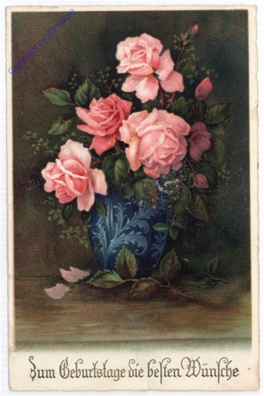 ak195200 Vase mit Rosen, Geburtstag