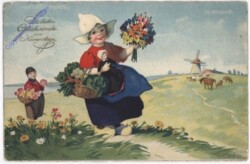 Mädchen mit Blumenstrauß, Namenstag