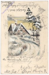 ak195372 Verschneiter Weg zum Haus