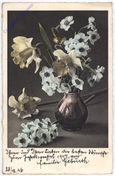 Vase mit Anemonen und Narzissen