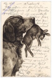 Jagdhund mit Beute