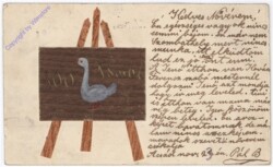 Eine Gans am Schild