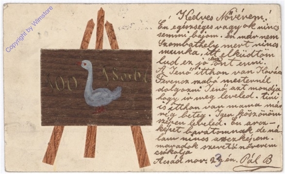 Eine Gans am Schild